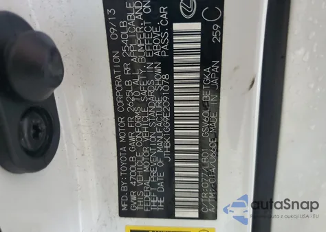 2014 Lexus Es 350 из США, поврежденный, VIN JTHBK1GG9E2091078